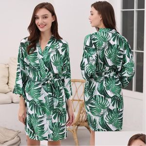 Women abbigliamento da donna Owiter 2022 Women Cotton Troopical Floral Bridesmaid Abes Bridal Brides Wedding Kimono Dolding Kimono per Wome Dh0vy