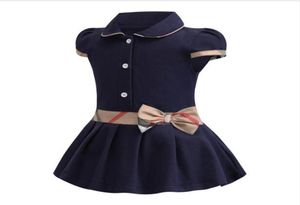 Ratail baby girls dress kids lapel college wind bowknot short sleeve pleated polo shirt skirt children casual designer clothing ki7385484