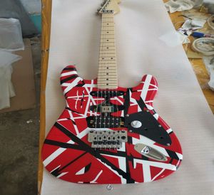 Kramer 5150 Edward Eddie Van Halen Frankenstein Siyah Beyaz Şerit Kırmızı Elektro Gitar ST ŞEKİL MAPLE Boyun Floyd Rose Tremolo L2727343