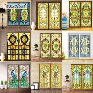 Films Custom Size No Glue Electrostatic DropShipping Church Stained Frosted Glass Windows and Doors Wardrobe Furniture Glass Stickers