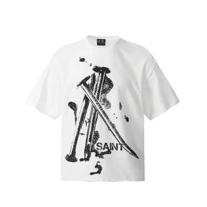 Herr t-shirts White Saint Michael 3D Patsded Printed Letters T-shirt Loose Casual Summer Tops Mens Womens Short Sleeve Tee J240402