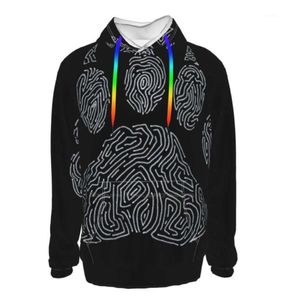 MEN039S Hoodies Sweatshirts Bear 3d Baskılı Hoodie Moda Karikatür Ayak İzi Siyah Beyaz Hayvan Pençesi Vahşi Orman5397321