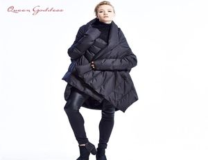 Neue Mode Frauen039s Down Jacke Umhang Europäische Designerin Asymmetrische Länge Wintermantel weibliche Parkas Plus Size Outwear 2011258577057