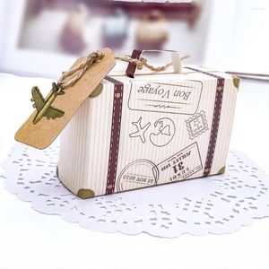 Present Wrap 50st Creative Mini Suitcase Candy Box Packaging Carton Wedding Event Party Supplies Favors With Card