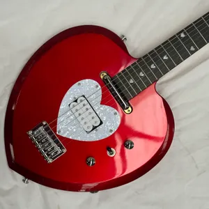 Red Heart-shaped Electric Guitar Rosewood Fingerboard Solid Body Rock Guitar