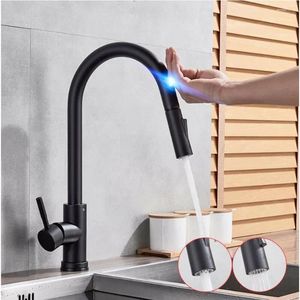 Waschbecken Wasserhähne 35 mm intelligenter Küchenarmatur ausziehen Düse Edelstahl Touch empfindlicher Kälte und