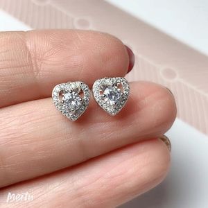 Studörhängen Fashion Silver Heart For Girl 4mm VVS Grad D Color Moissanite Earings 925 SMYELLTY