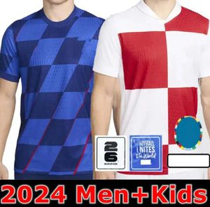 Croatia Soccer Jersey 2024 Euro Cup Nuova 2024 Croato National Team 24 25 Shirt Football Men Kit Kit Set Home White Away Usi Blue Men Modric Kovacic Pasalic Perisic