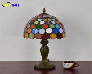 FUMAT European Style Stained Glass Art Deco Table Lamp American Bar Restaurant KTV Table Lights LED Glass Shade Lamps1062573