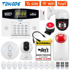 Kits Towode W210 Tuya Smart Alarm System WiFi GSM Home Security Wireless LCD Display Panel PIR Motion Detector Door Sensor Alarm Kit