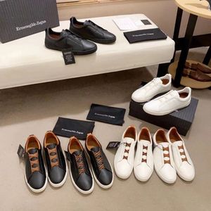 Zegna Designer Casual Shoes Triple Stitch Low Top Sneaker Stripes Social Wedding Party Quality Leather Shoe Zegnas Logo kk