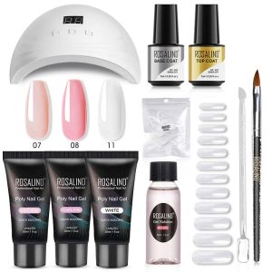 KITS ROSALIND POLY GEL KIT GEL CHIAMA SET PER MANICURE CON LAMPAGNO LED UV BASE Top Coat Ibrido vernice verniciatura in unghie gel a gel