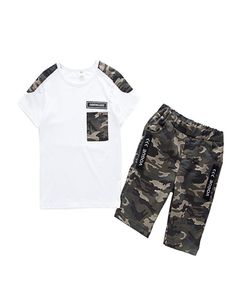 Sommer Kinder Junge Kleidung Sets Kinder 2pcs Kurzärmele T -Shirt Anzüge Camouflage Shorts Kinderkleidung für 12 14 16 Jahre Y3717562