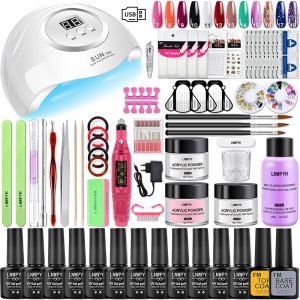 Kits acrílico pó de cristal líquido em pó branco rosa transparente para extensão de unhas escultura de unhas com unhas de unhas desig manicure ferramentas conjunto