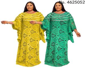 Ubranie etniczne Fashion Classic African Women Dashiki szatę koronkowe rozpuszczalne w wodzie tkaniny rozmiar luźnej długiej sukienki One Piece6032361