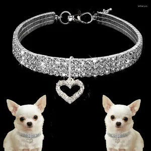 Dog Collars Rhinestone Collar Heart Diamond Cat Necklace Pet Sweet Decorations Birthday Ppresent Puppy And Cats Accessories