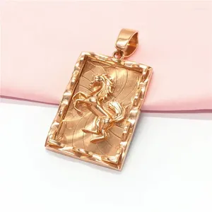 Correntes Colar de cavalos zodíacos banhados 14k Pingente de ouro rosa tridimensional Design de luxo Jóias Acessórios para mulheres