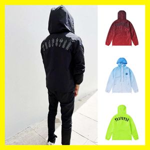 Trapstar Gradient Blue Brodered Outdoor Sprint Suit Par Windproect Work Jacket Huven päls