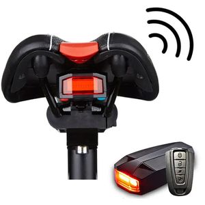Bicycle Rear Light Antitheft Alarm USB Charge Wireless Remote Control LED Tail Lamp Bike Finder Lantern Horn Siren Warning A6 240401