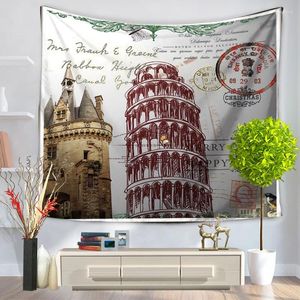 Tapissries Home Decorative Wall Hanging Carpet Tapestry Rectangle Bedstrast Big Ben Pias Tower Vintage Pattern GT1017