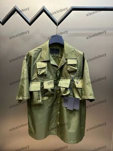 xinxinbuy men designer coatジャケットパネルナイロン複数のポケット長袖女性ホワイトカーキブラックブルーカーキグリーンM-2xl