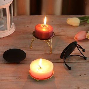 Candle Holders Nordic Style Round Plate Candlestick Wrought Iron Black Gold Holder Home Decor Craft Candelabra Festival Party Supplies