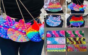 Borsa a catena incrociata di timore spinta pop silicone in gomma in gomma pugno macaron zaino arcobaleno zaini bolle popper borse