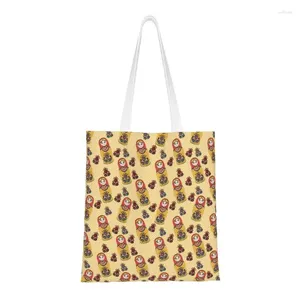 Shopping Bags Custom Russian Nesting Dolls Canvas Bag Women Durable Grocery Matryoshka Babushka Folk Art Shopper Tote