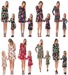 Mommy and Me Family Matching Clothers Mother and Dadymeting Dresses Christmas Deear Printed Dress Family Look Childres2040295