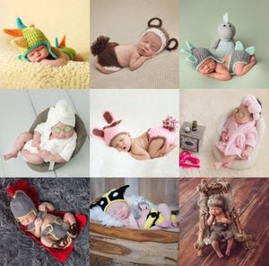 Zestawy odzieży 1Set Born Pography Props Crothet Baby Ubrania chłopięcy akcesoria dla niemowlęcia dziewczyna kostium szydełkowy ręcznie robiony