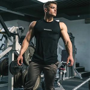 MENS Tryckt rund hals sommartankar Kläd Gym Jogging ärmlösa t-shirts Sport Gym Hygroscopic Sweat Releasing Vests 240407