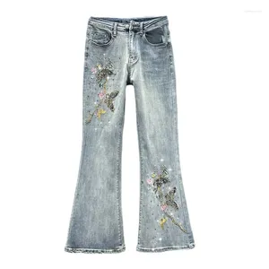 Jeans femininos bordados calças de jeans bordadas de jea