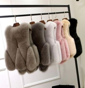 Women039s Fur Faux Fashion Coat Winter Women midja Gilet Female Jacket Vest Fluffy Solid Color for Ladies Plus Size 4XL Y3514732387