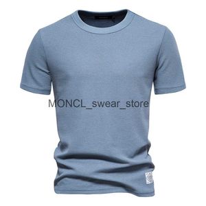 Men's T-Shirts AIOPESON mens solid color waffle T-shirt casual brand high-quality short sleeved new summer fashion designer top H240408