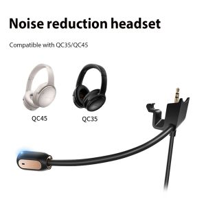 Tillbehör 3,5 mm bommikrofonvolym Kabel Kabeldragen Gaming -headset Avtagbar MIC för BOSE QC35 QC35II PS4 PS5 Xbox Phone PC -dator