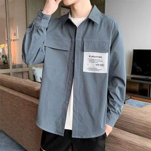 Long Sleeved Shirt, Men's New Autumn Casual Loose Shirt, Men's Simple and Versatile Thin Jacket, Youth Top