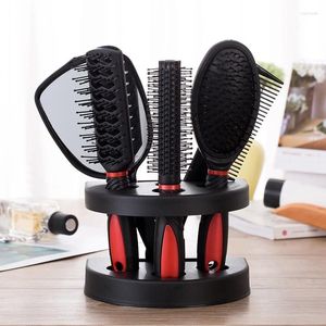 Caixas de armazenamento 5 pentes de cabelo Conjunto de pincéis de corte de salão profissional espelho de ferramenta de estilo e kits de pente de molho de suporte de suporte