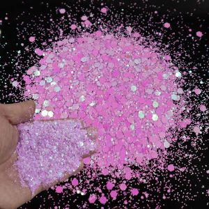 Glitter 500g Shell Chameleon Nail Glitter 0.2&1&2.5mm Holographic Nail Beauty Sequins Paillette MixHexagon Manicure Flakes Slices