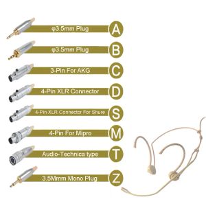 Microfones bege earhook fone de ouvido microfone de cabeceira para sennheiser sem fio 3,5 mm 3pin 4pin xlr plug microfones