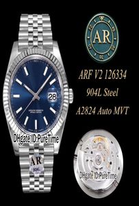 ARF V2 Datejust 41 126334 904L Steel Fluted Bezel Blue Dial Eta A2824 Automatisk herrklocka Jubileum Armband Edition Watches P5357705