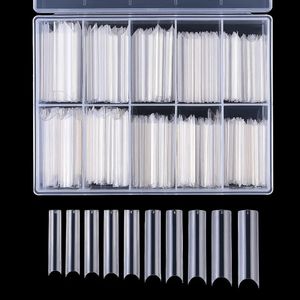 100pcs xl long quare false nail tips c u曲線ストレートフェイクチップハーフカバープレス240328