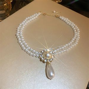 Collane di girocollo cristallino per gocce d'acqua fyuan per donne donne in stile coreano matrimoni di perle sposa 240403