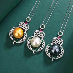 Pendant Necklaces Fashion Retro Ruby Gourd White Pearl Necklace For Women Jewelry Goddesses Wedding Party Dress Accessory Gift