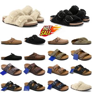 BK Men Women Designer Slides Bostons entupida sandálias macias Tazz camurça de couro taupe mocha visca