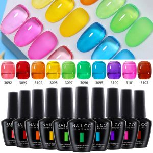 Gel Nailco 10pcs/set 15ml半透明ジェルマニキュアキットマニキュア用ゲル浸漬UVジェルセミパーマネントワニスネイルアートデザイン