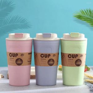 Mugs 420ml Portable Practical Bamboo Fiber Coffee Cups Non-slip Solid Sustainable Travel Tumbler Mug Useful Car For Outdoor