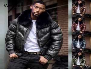 Wepbel Winter Men Parkas Zipper Motorcycle Coats Coats Jacket Judcture Big Fur Fur Cuff Winter Lould Leather Jacket1756271