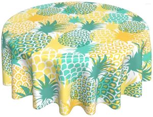 Tavolo tovaglia rotonda tovaglia da 60 pollici ananas estate abiti da frutto tropicale rustico giallo blu copertura cerchio riutilizzabile per feste