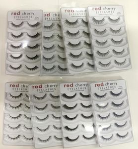 50 lots RED CHERRY False Eyelashes Natural Long Eye Lashes Extension Makeup Professional Faux Eyelash Winged Fake Lashes Wispies y7762555