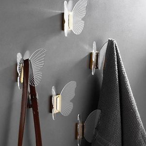 Hooks 2024 Acrylic Hook Butterfly Robe Door Bag Key Holder Towel Hanger Rack Wall Mouted Bathroom Hardware Home Decor